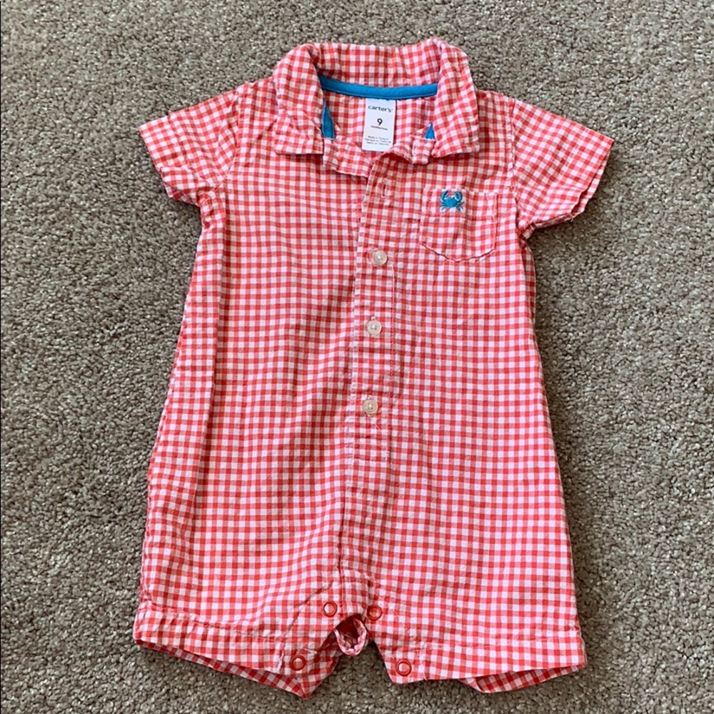 Carters boys salmon romper one piece